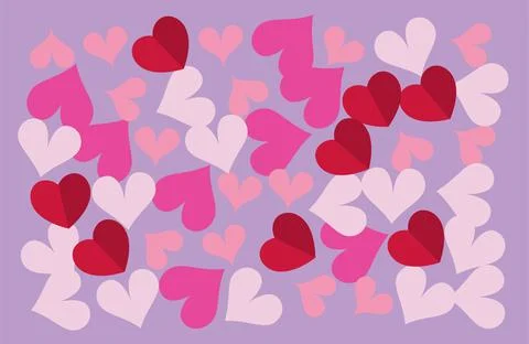 Beautiful seamless romantic pattern with pink and red hearts. Vector illustra 스톡 일러스트