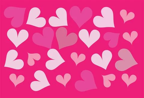 Beautiful seamless romantic pattern with pink and red hearts. Vector illustra Stock Illustration