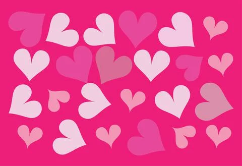 Beautiful seamless romantic pattern with pink and red hearts. Vector illustra Stock Illustration