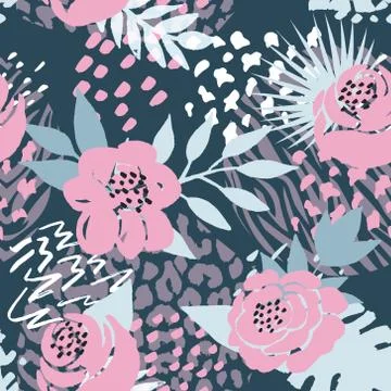 Beautiful seamless vector floral pattern background. Perfect for wallpapers,  Stock Illustration