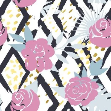 Beautiful seamless vector floral pattern background. Perfect for wallpapers,  Stock Illustration