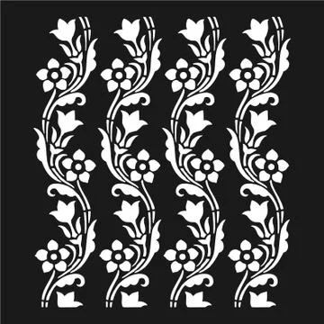 Beautiful seamless vector floral pattern for laser cutting panel Stock Illustration