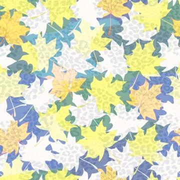 Beautiful seamless vector pattern background with autumn leaves and animal Stock Illustration