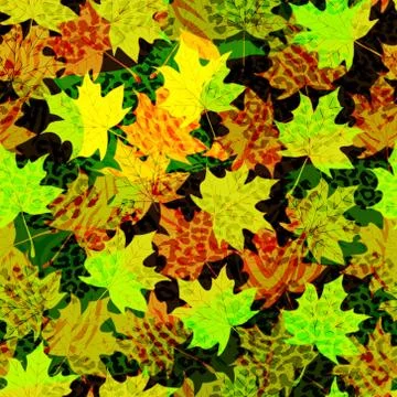 Beautiful seamless vector pattern background with autumn leaves and animal イラスト素材
