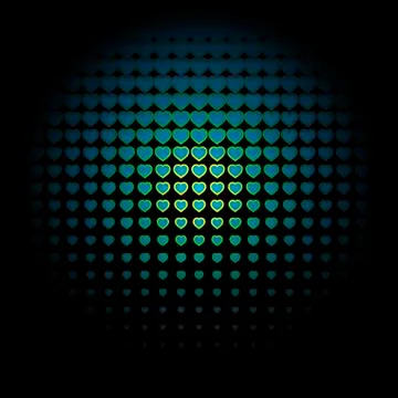 Beautiful seamless vector pattern with blue radios hearts. Stock Illustration