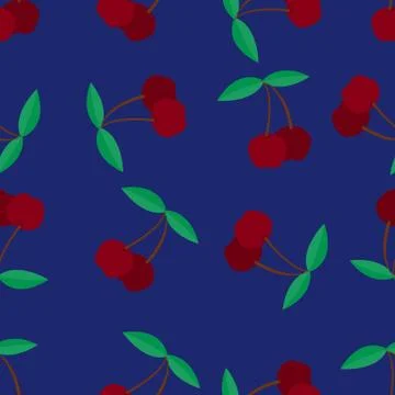 Beautiful seamless vector pattern with cherries Illustrazione stock