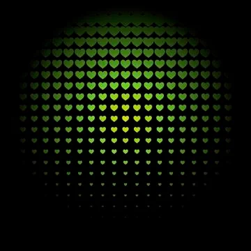 Beautiful seamless vector pattern with green radios hearts. Illustrazione stock