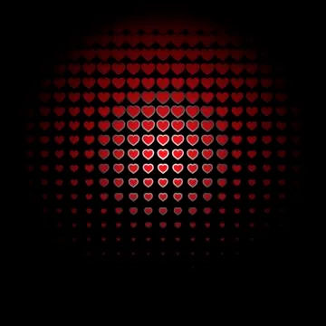 Beautiful seamless vector pattern with red radios hearts. Illustrazione stock