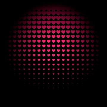Beautiful seamless vector pattern with red radios hearts. Illustrazione stock