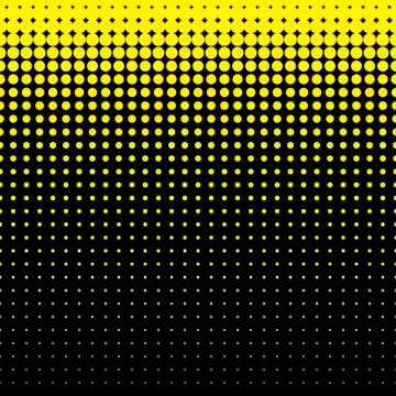 Beautiful seamless vector yellow dotted pattern on black background Illustrazione stock
