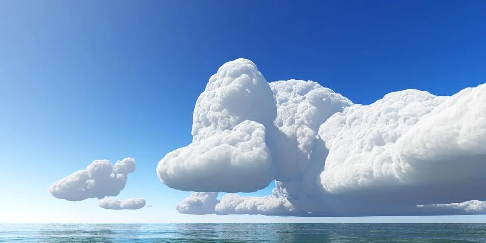 Beautiful seascape clouds 3D render Stock Illustration