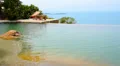 Beautiful Seascape from Exotic Luxurious Swimming Pool. Slow Motion. HD Footage