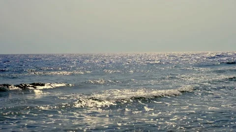 Beautiful seascape. small surf waves with white foam, on the Sea. summer scenic Stock Footage 136895996