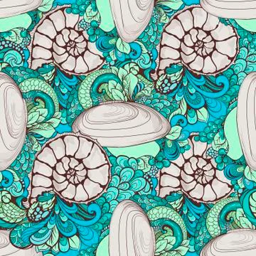 Beautiful seashell pattern for your design Stock Illustration