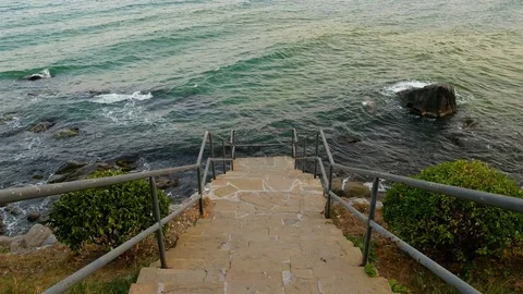 Beautiful seashore with rocks Stock Footage 80469772