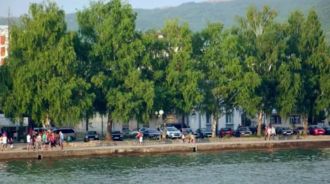 Beautiful seaside view of Ohrid town. Stock-Footage 59778895