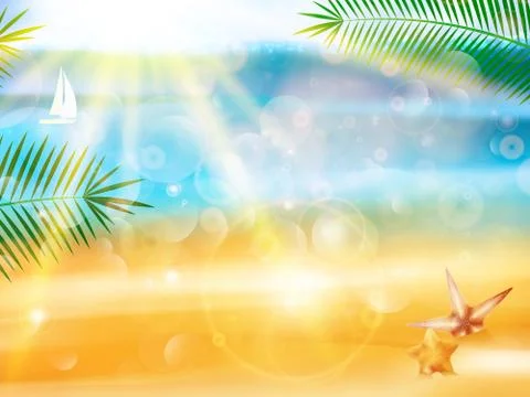 Beautiful seaside view poster. Stock Illustration