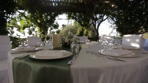 Beautiful serving exquisite wedding table Video stock 86602800