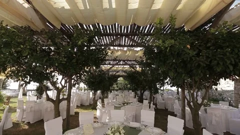 Beautiful serving exquisite wedding table Video stock 86602812