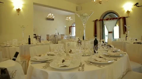 Beautiful serving exquisite wedding table Video stock 86602823