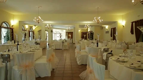 Beautiful serving exquisite wedding table Video stock 86602872