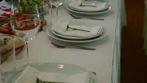 Beautiful serving exquisite wedding table Video stock 86603586