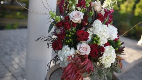 Beautiful serving exquisite wedding table, decor Stock Footage 102821092