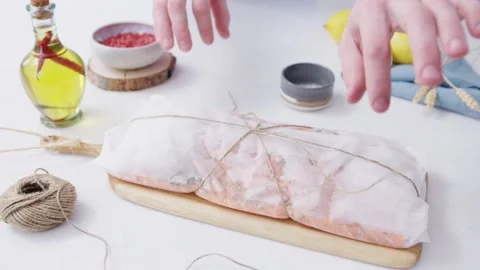 Beautiful serving of fish. Stock Footage 133021516