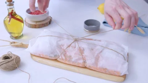 Beautiful serving of fish. Stock Footage 134232108