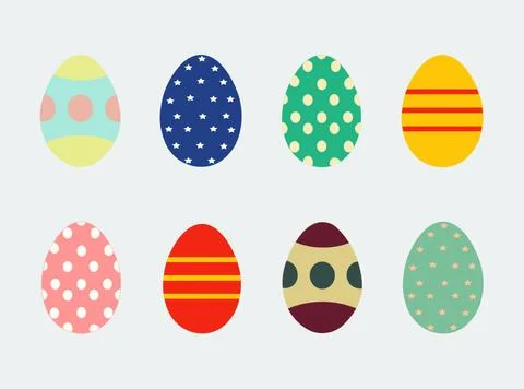 Beautiful Set of eight colorful easter eggs. Illustrazione stock