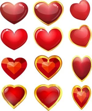 Beautiful set of hearts Stock Illustration