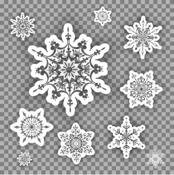 Beautiful set of snowflakes Stock Illustration