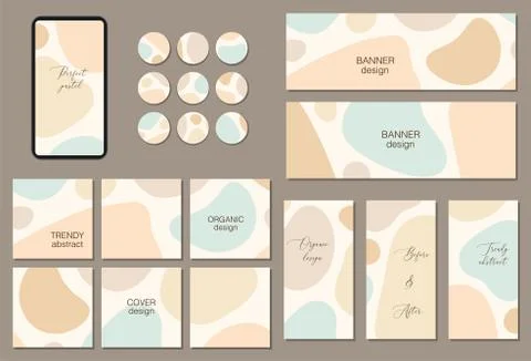 Beautiful set of square, vertical, horizontal and circle social media templat Stock Illustration