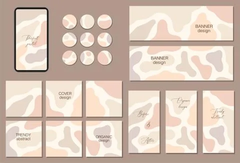 Beautiful set of square, vertical, horizontal and circle social media templat Stock-Illustration