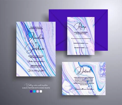 Beautiful set of wedding invitations with stone pattern. Agate vector cards with Stock Illustration