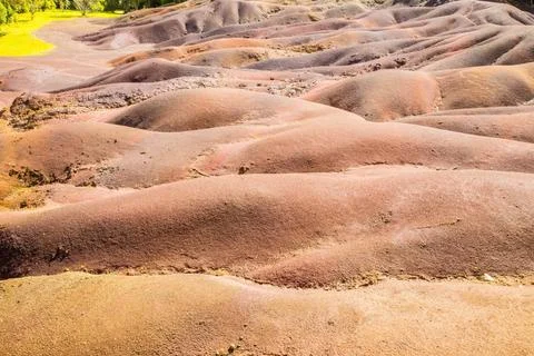  The beautiful Seven Coloured Earth (Terres des Sept Couleurs). Chamarel, ... Stock Photos