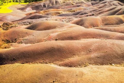  The beautiful Seven Coloured Earth (Terres des Sept Couleurs). Chamarel, ... Stock Photos