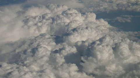 Beautiful Shadow Contrast Of White Clouds From Airplane At High Altitude Stock Footage 80715577