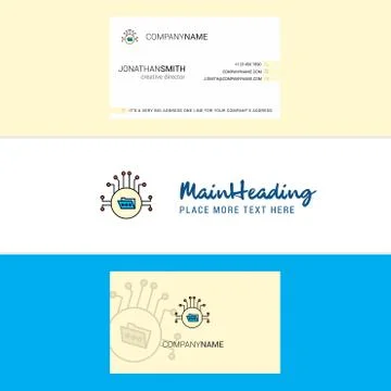 Beautiful Shared folder  Logo and business card. vertical Design Vector Stock Illustration