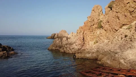 The beautiful sharp needles from rocks in the bay near Almeria. Stock Footage 138161856