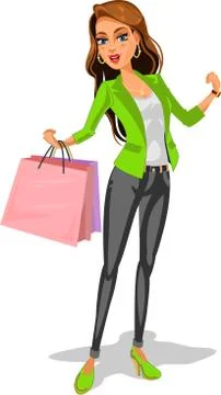 Beautiful she is going to shopping vector illustration Design Stock Illustration