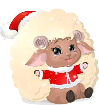 Beautiful sheep on a white background Stock Illustration