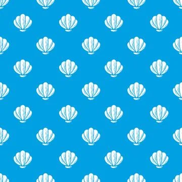 Beautiful shell pattern vector seamless blue Stock Illustration