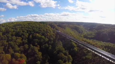 Beautiful shining high unique bridge, railroad German, aerial, click for HD Stock Footage 43860641