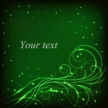 Beautiful shiny pattern on dark green background Illustrazione stock
