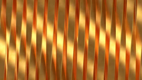 Beautiful Shiny Solid Golden Twisty Metal Beams Rotating Reflections Stock Footage 295501928