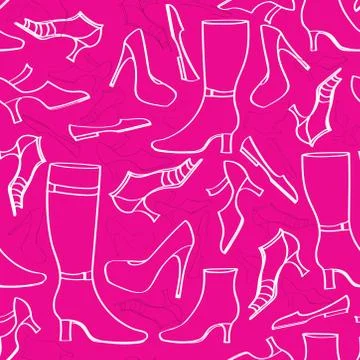 Beautiful shoes and boots pattern. High heels seamless texture. Stock Illustration
