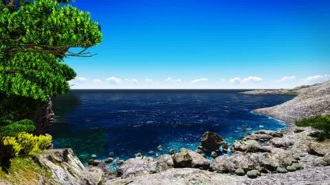 Beautiful shore Stock Illustration