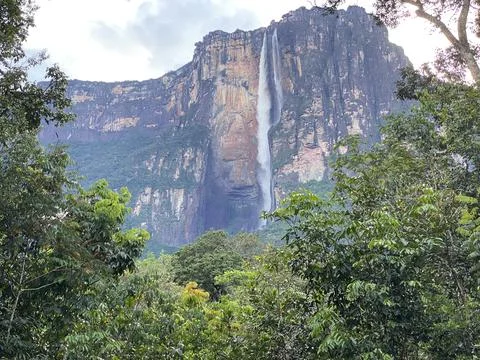 Beautiful shot of Angel Falls Bolivar Venezuela Stock Photos