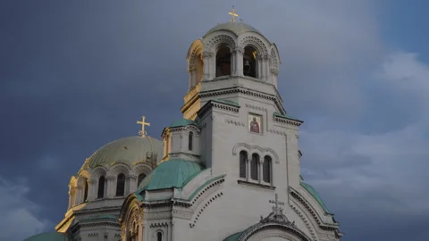 A beautiful shot of the downtown district of Sofia, Bulgaria, St. Alexander's Stock Footage 287769041